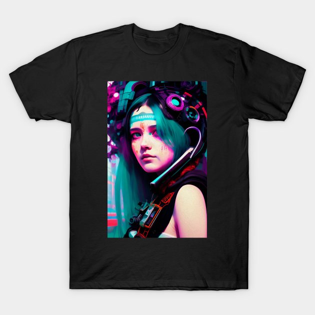 Abstract Cyberpunk Girl T-Shirt by Voodoo Production